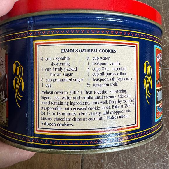 Quaker Oats 1983 VINTAGE Decorative storage tin Oatmeal Cookie Recipe - Picture 8 of 10